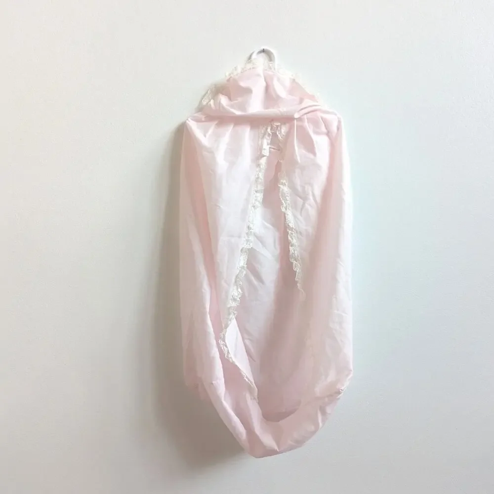 Vtg Dainty Pink Lace Nursery Diaper Hamper Bag